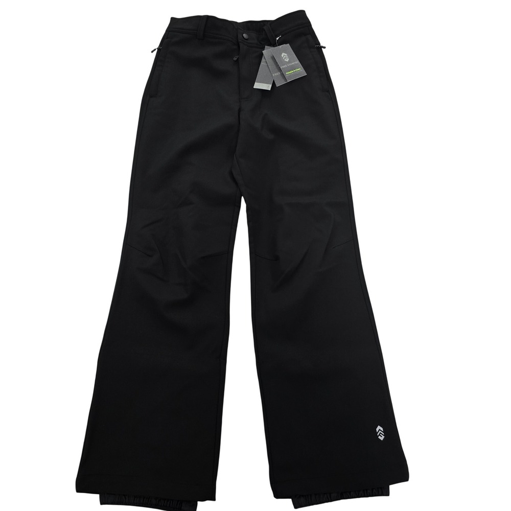 Free Country Women Flex Softshell Snow Pants Jet Black Water Resistant Small NWT